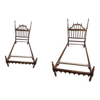 Pair of carved wooden beds