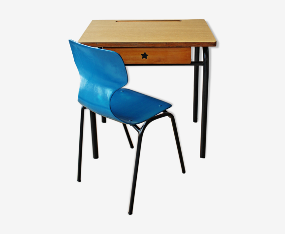 Bureau d'école avec chaise années 70 | Selency
