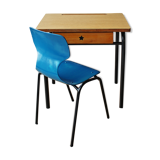 Bureau d'école avec chaise années 70