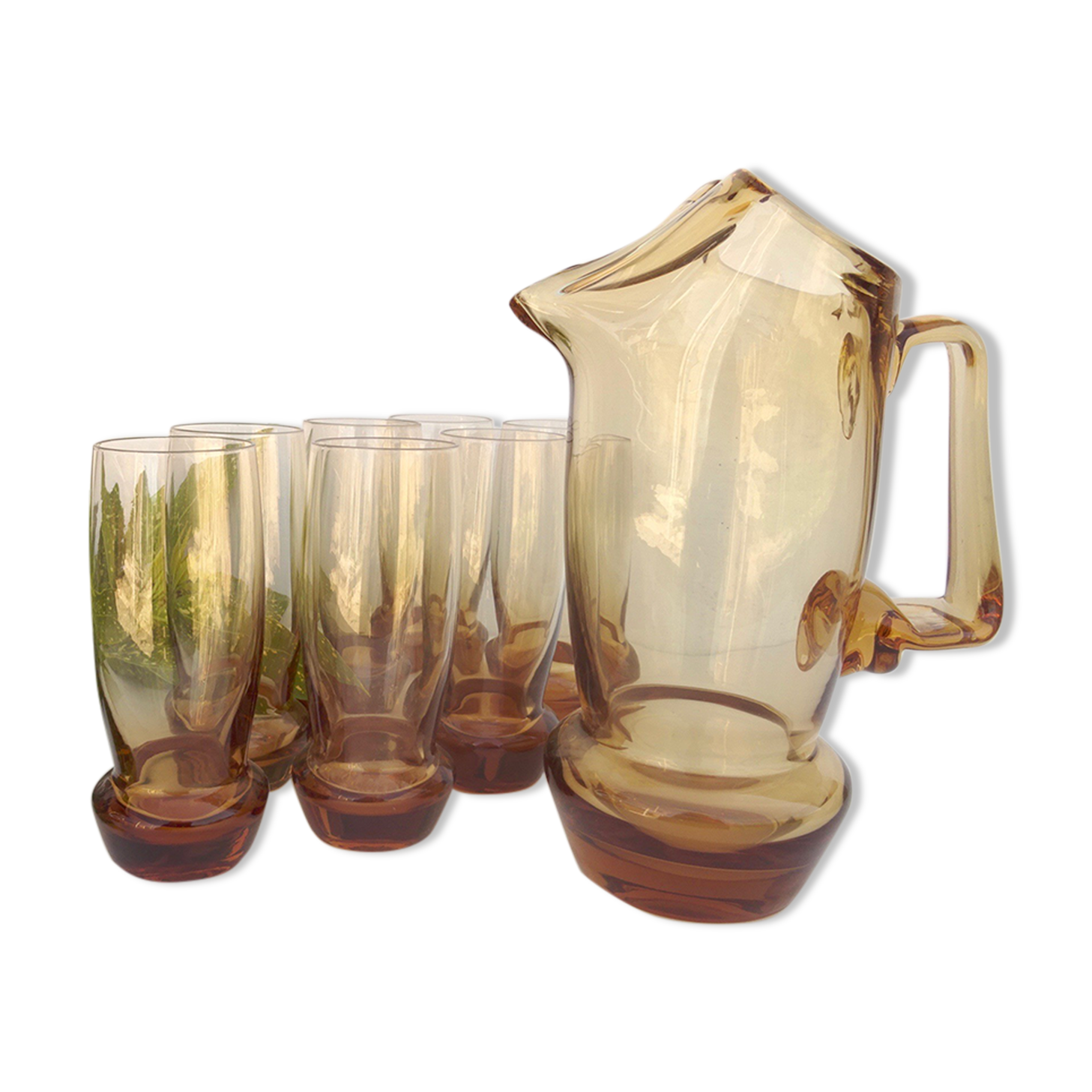 Vintage amber glass and decanter