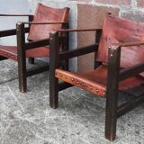 Pair of safari-style armchairs, 1930s