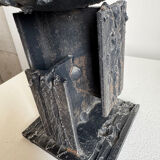 Vintage Brutalist Heavy Sculpture Wrought Iron Candle Holder