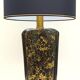 Lampes de table en céramique émaillée noir et or postmodernes, Italie années 1980