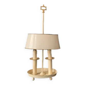 Old hot water bottle lamp in white lacquered sheet metal, 2 lights, 1940