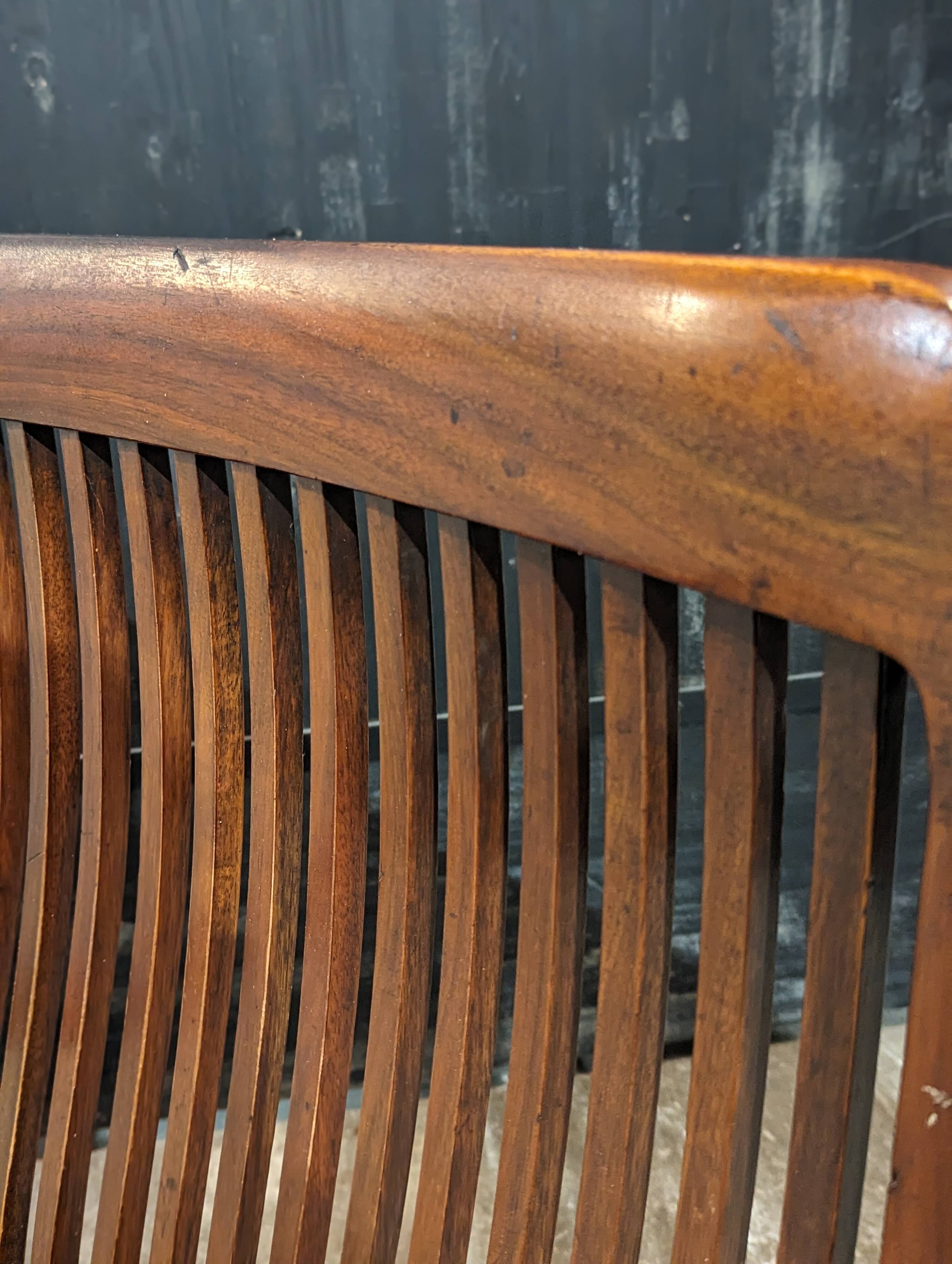 English mahogany straw bench