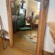 Large old art deco mirror in wood and beveled glass