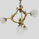 Bronze chandelier with 4-burner glass tulips, chandelier 70s