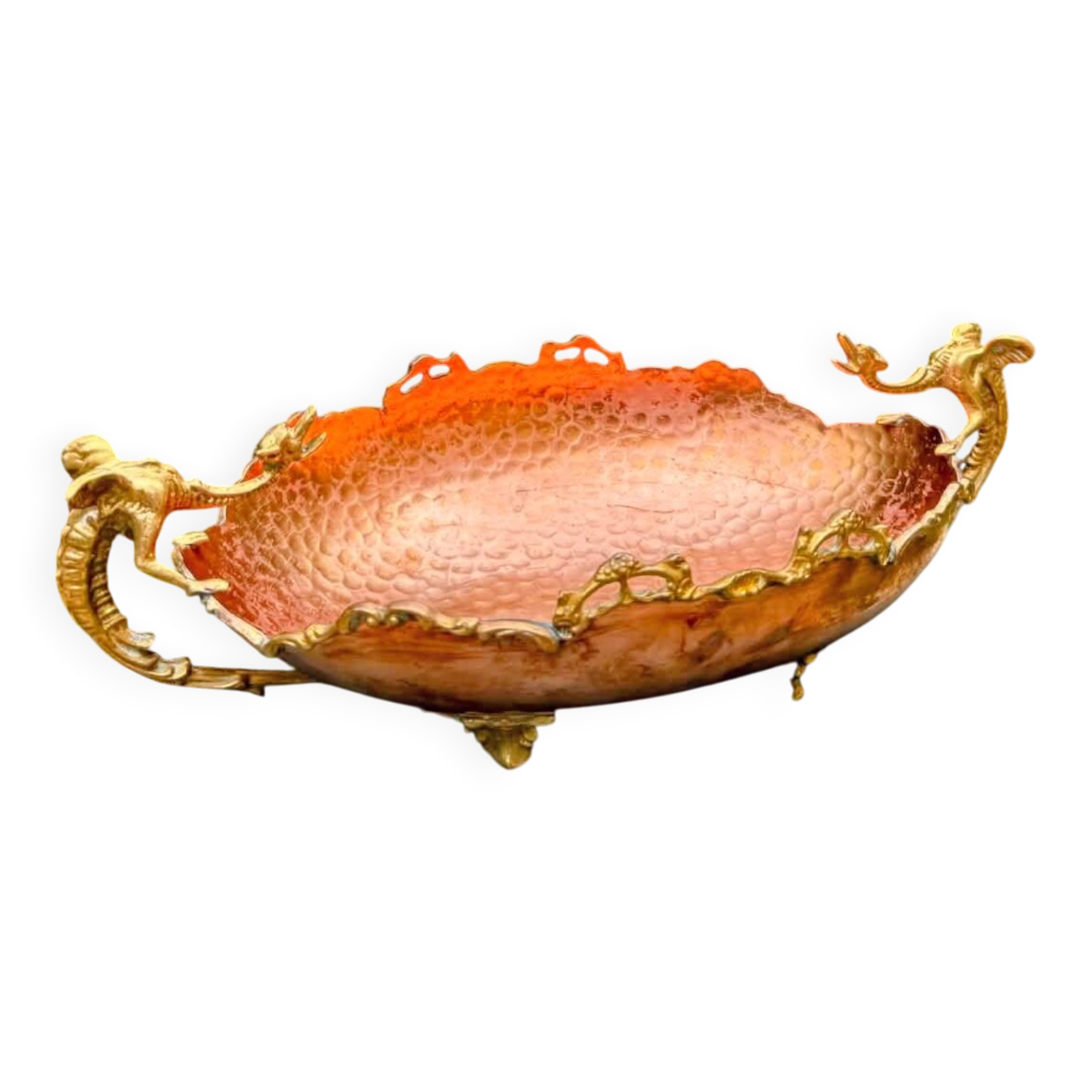 Grande coupe à fruits en cuivre Art Nouveau Italie