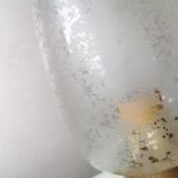 Vintage wooden table lamp with glass lampshade, 80s