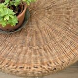 Rattan and lacquered metal folding table