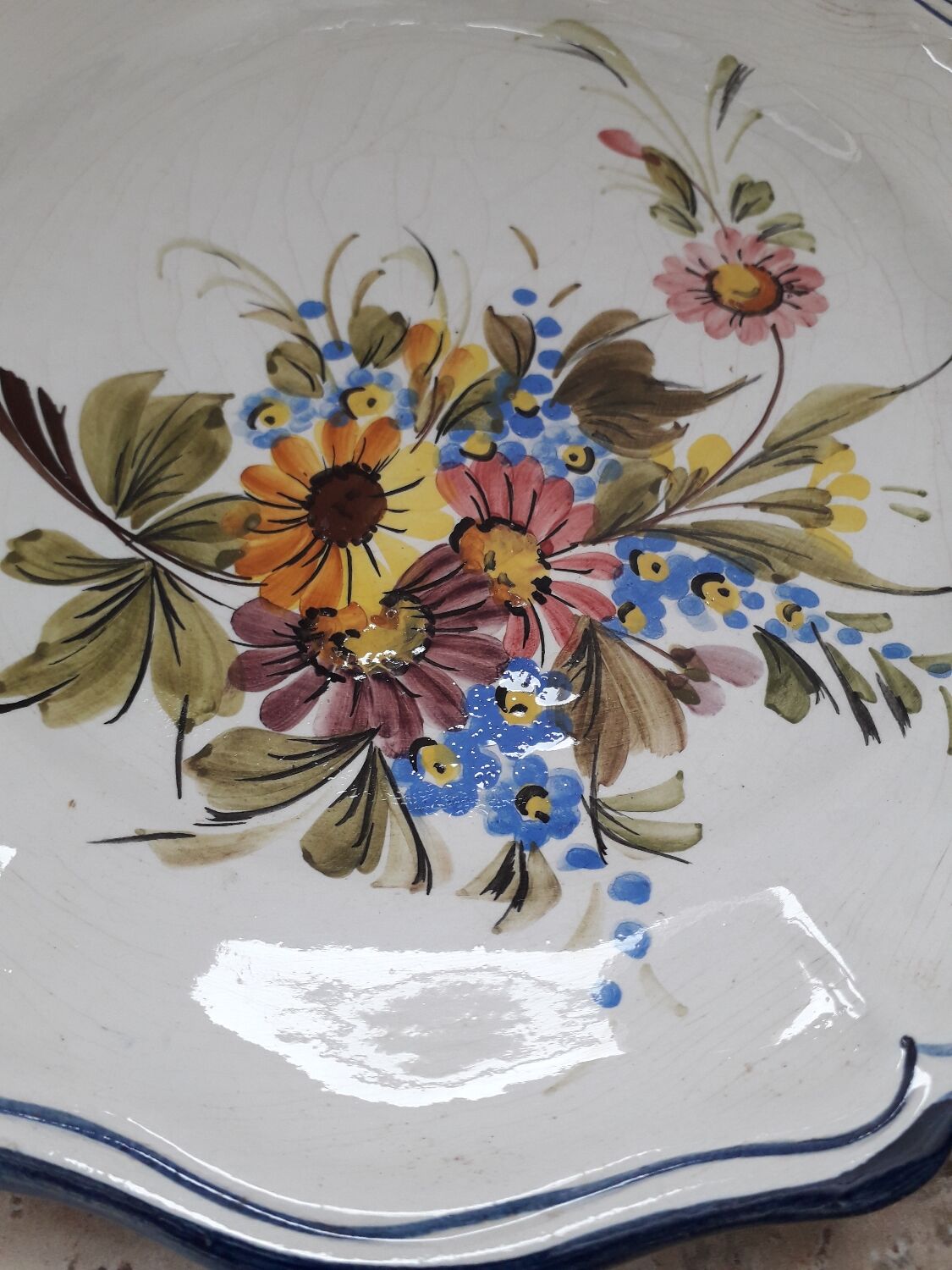 Old earthenware wall plates Bassano Italy floral decor