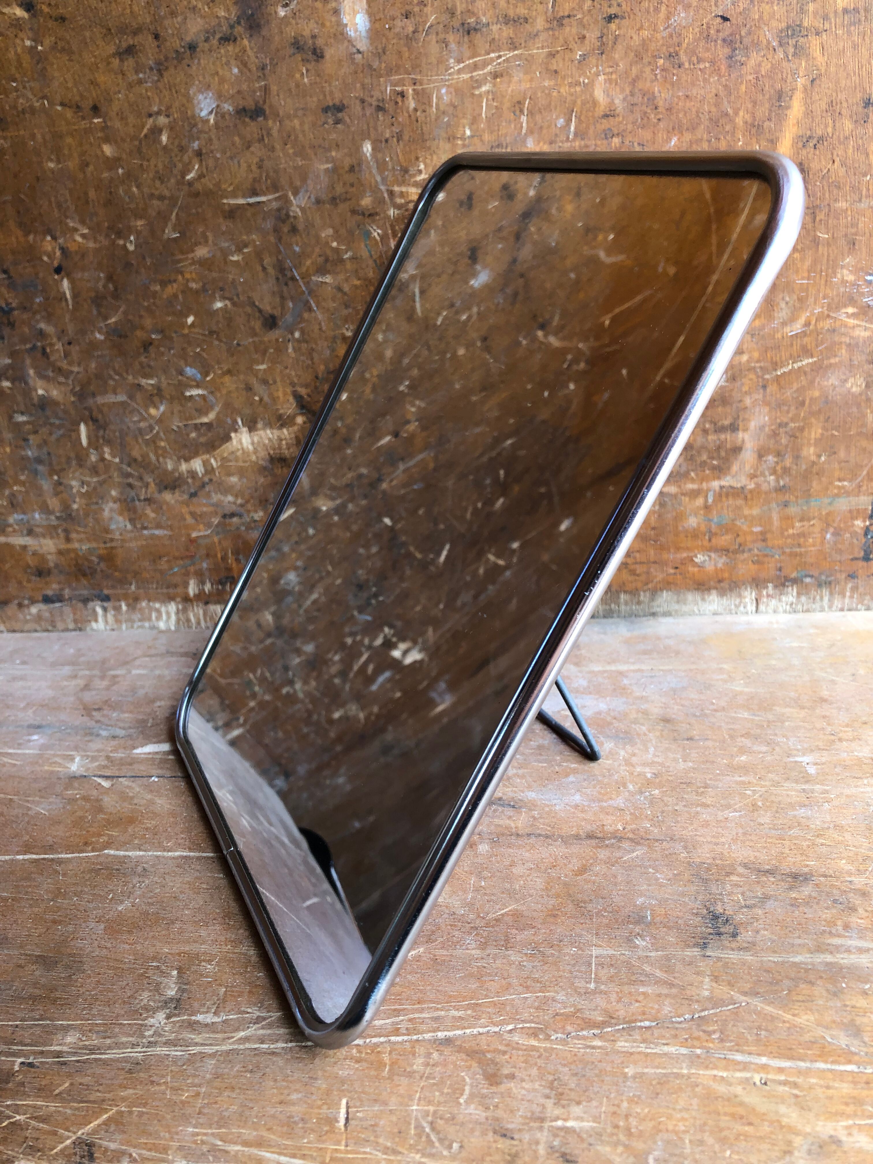 Old mirror barber contour alu + tripod decoration 50s vintage