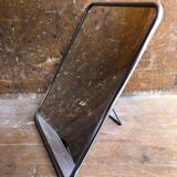 Ancien miroir barbier contour alu + trépied décoration années 50 vintage