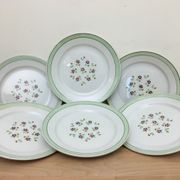 6 Flat Porcelain Plates Signed "Lunéville"