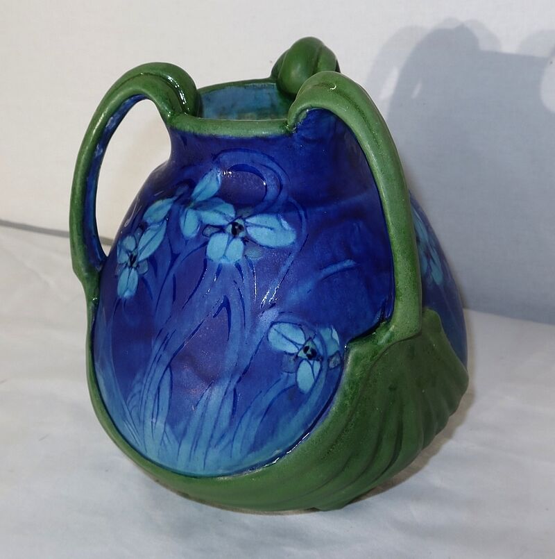 Vase in glazed sandstone, with floral decoration, signed e. lachenal – late nineteenth