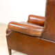 Dark brown sheep leather wingback armchair vintage