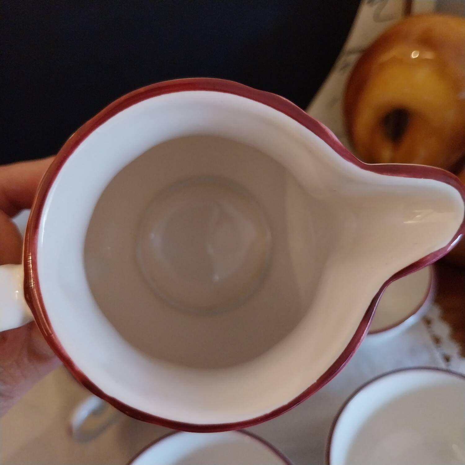 St Clement France earthenware cups, Le Cop decor