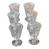 6 grands verres à vin anciens, motif floral ciseles,