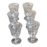6 grands verres à vin anciens, motif floral ciseles,