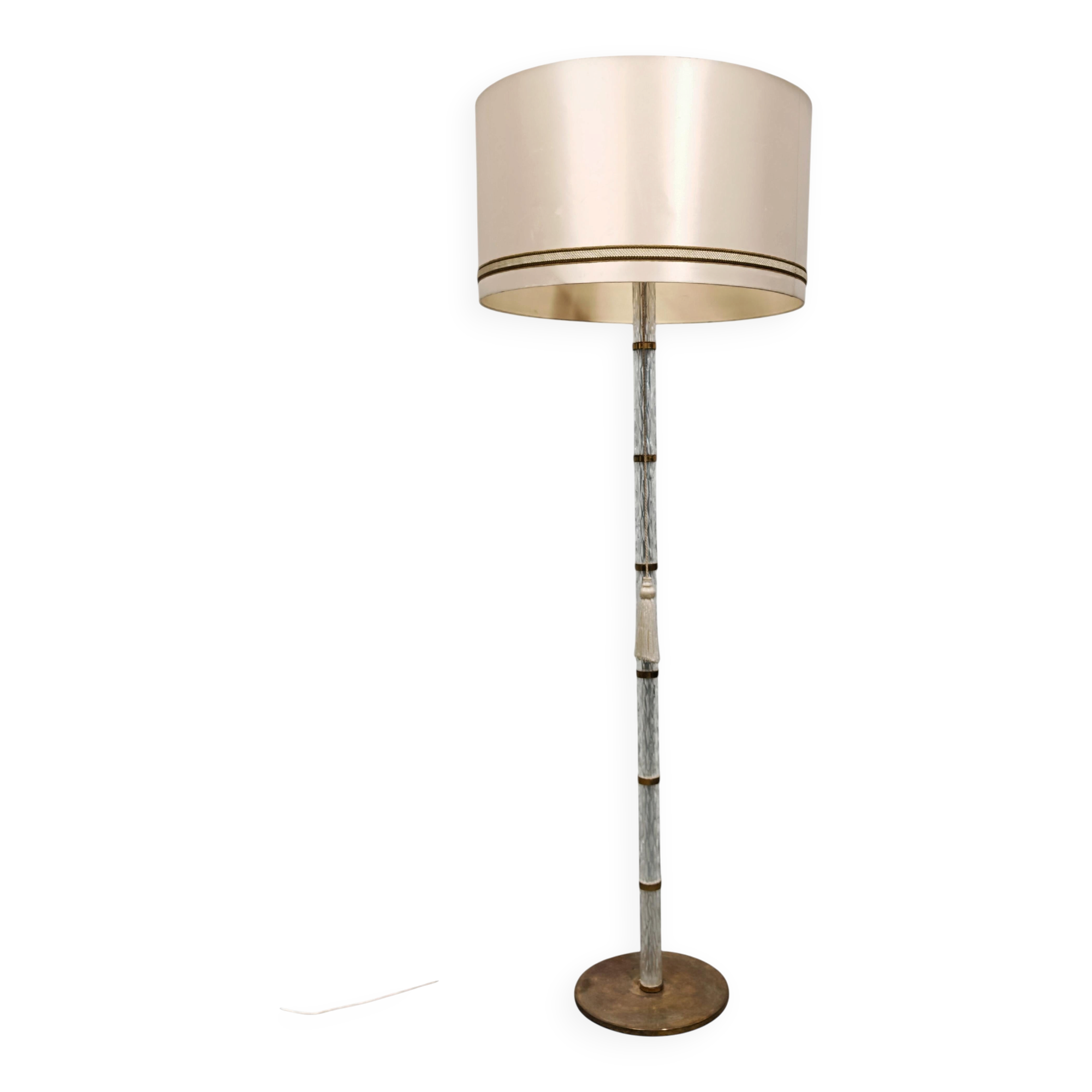 Mid-Century frosted glass floor lamp brass Richard Essig 1960s