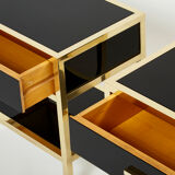 Paire de tables de chevet laquées laiton par Michel Pigneres 1970