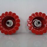 Pop Art Studio Ceramic & Glass Flower Wall Lamps, Germany, 1960s, Set of 2