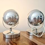 Paire de lampes design Space Age 1960 chromées