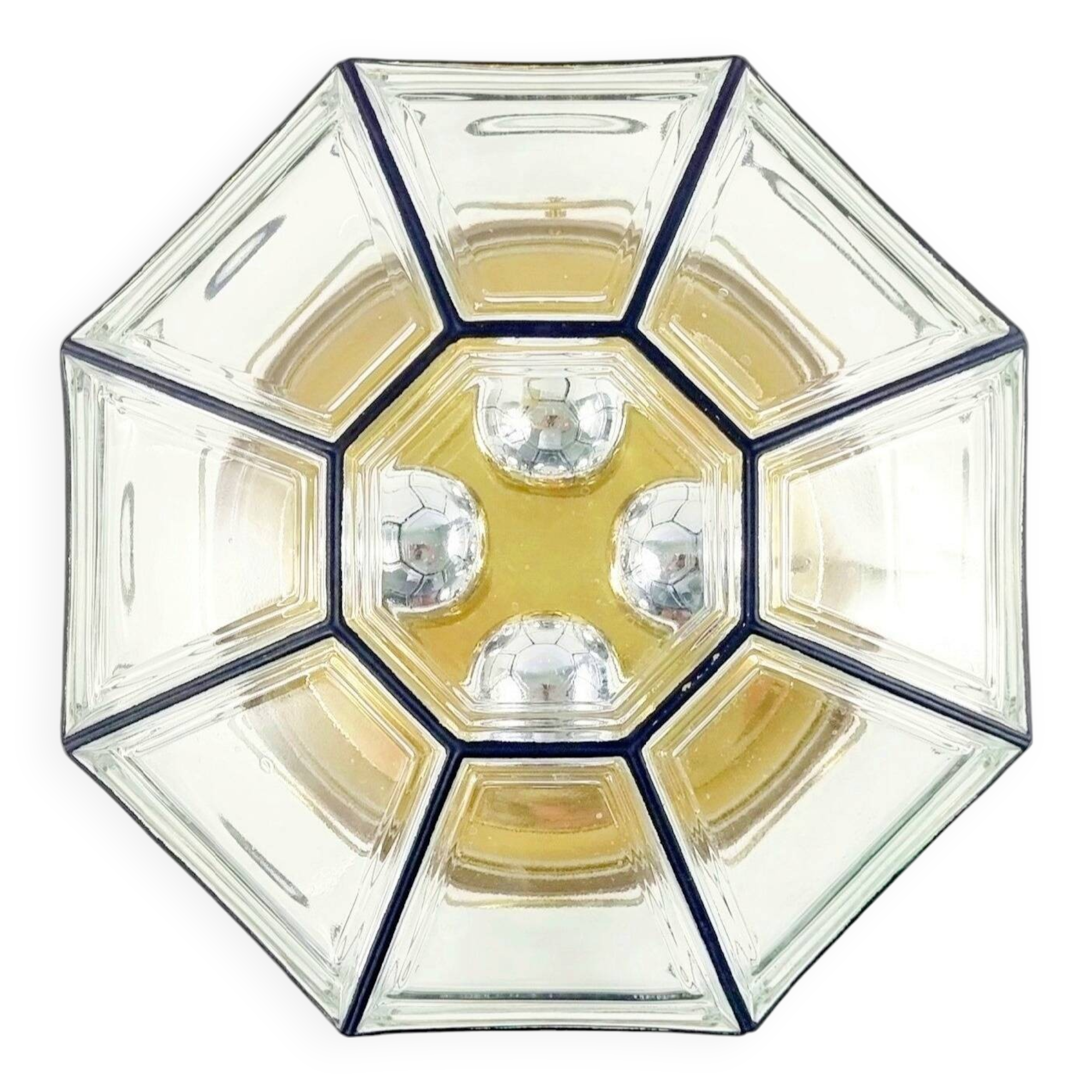 Large Mid-Century Glass Ceiling Light/Flush Mount from Limburg, Germany, 1960s