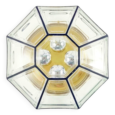 Grand plafonnier en verre de style mid-century/flush mount de Limburg, Allemagne, années 1960.