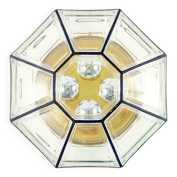 Grand plafonnier en verre de style mid-century/flush mount de Limburg, Allemagne, années 1960.