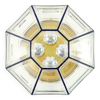 Large Mid-Century Glass Ceiling Light/Flush Mount from Limburg, Germany, 1960s