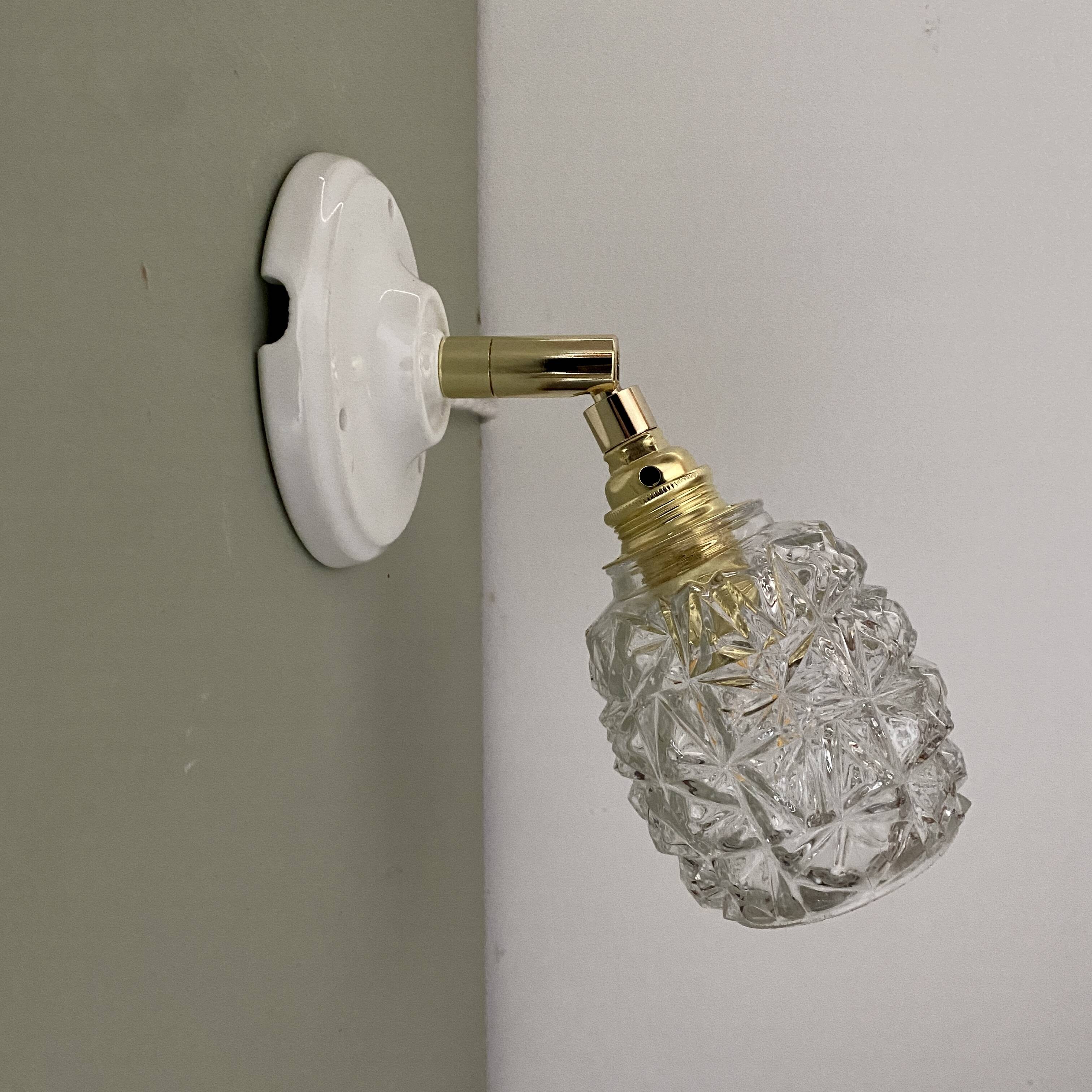 Vintage tulip wall sconce in molded glass