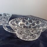7 luminous crystal bowls, for dessert, fruit salads, vintage