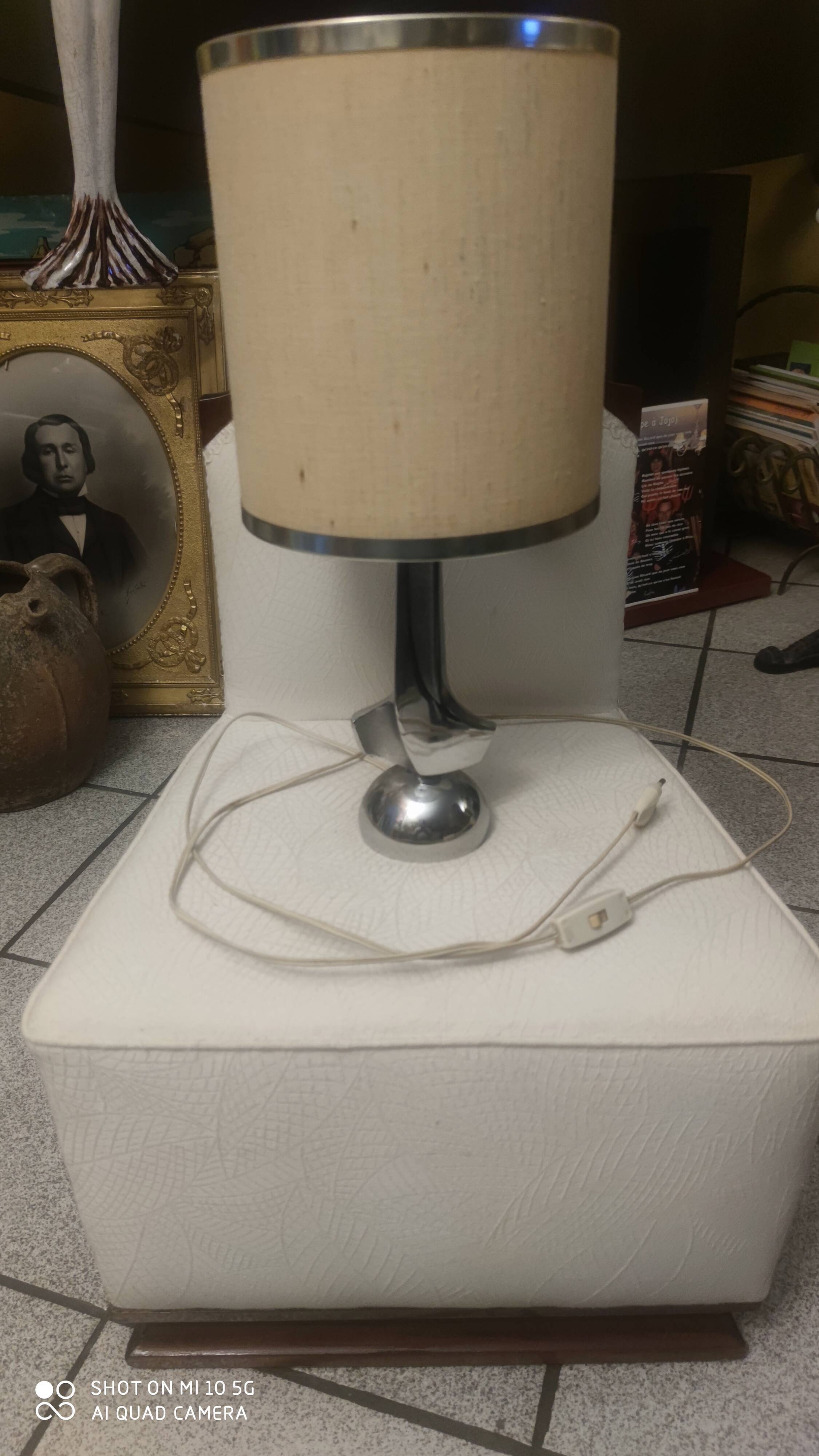 Chrome-plated metal lamp circa 1970