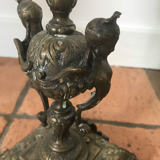19th-branched five-pointed candlestick with brass extinguishers and wicks