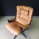 Set of Mid-Century Modern Leather Lounge Chair and Ottoman, Germany, 1960s