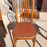 6 chaises Baumann en bois et simili cuir