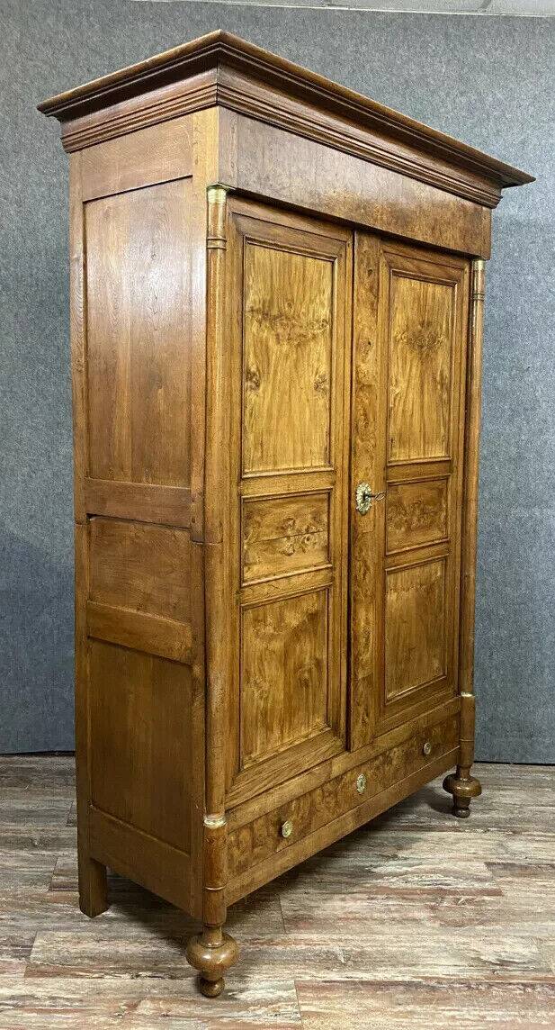 Empire period wardrobe in elm in blond oak circa 1810