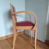Red skaï bridge armchair