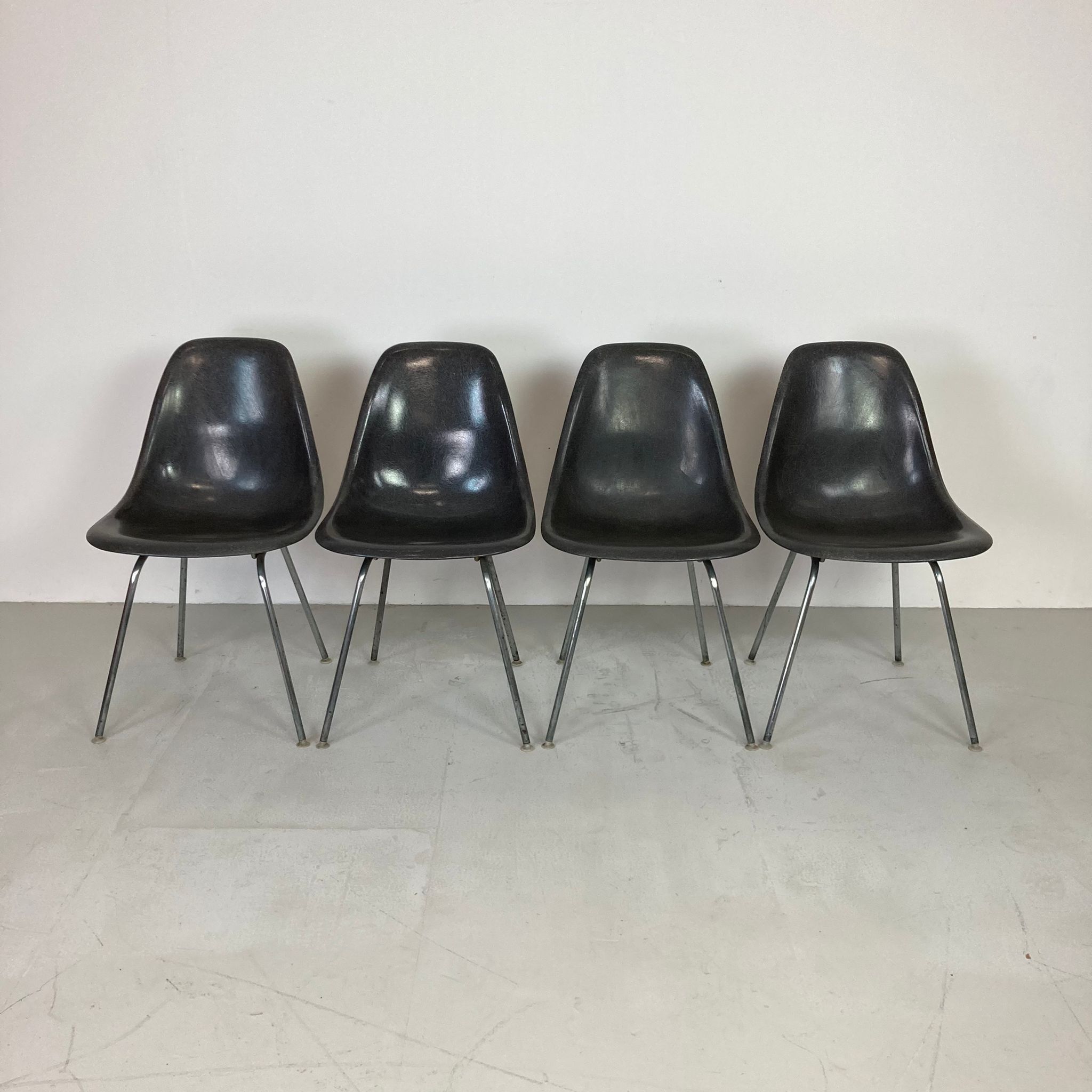 Eames Herman Miller DSS side chairs in grey