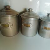 complete series of 6 metal jars with brass label