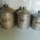 complete series of 6 metal jars with brass label