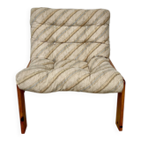 80s armchair with striped fabric and pine structure