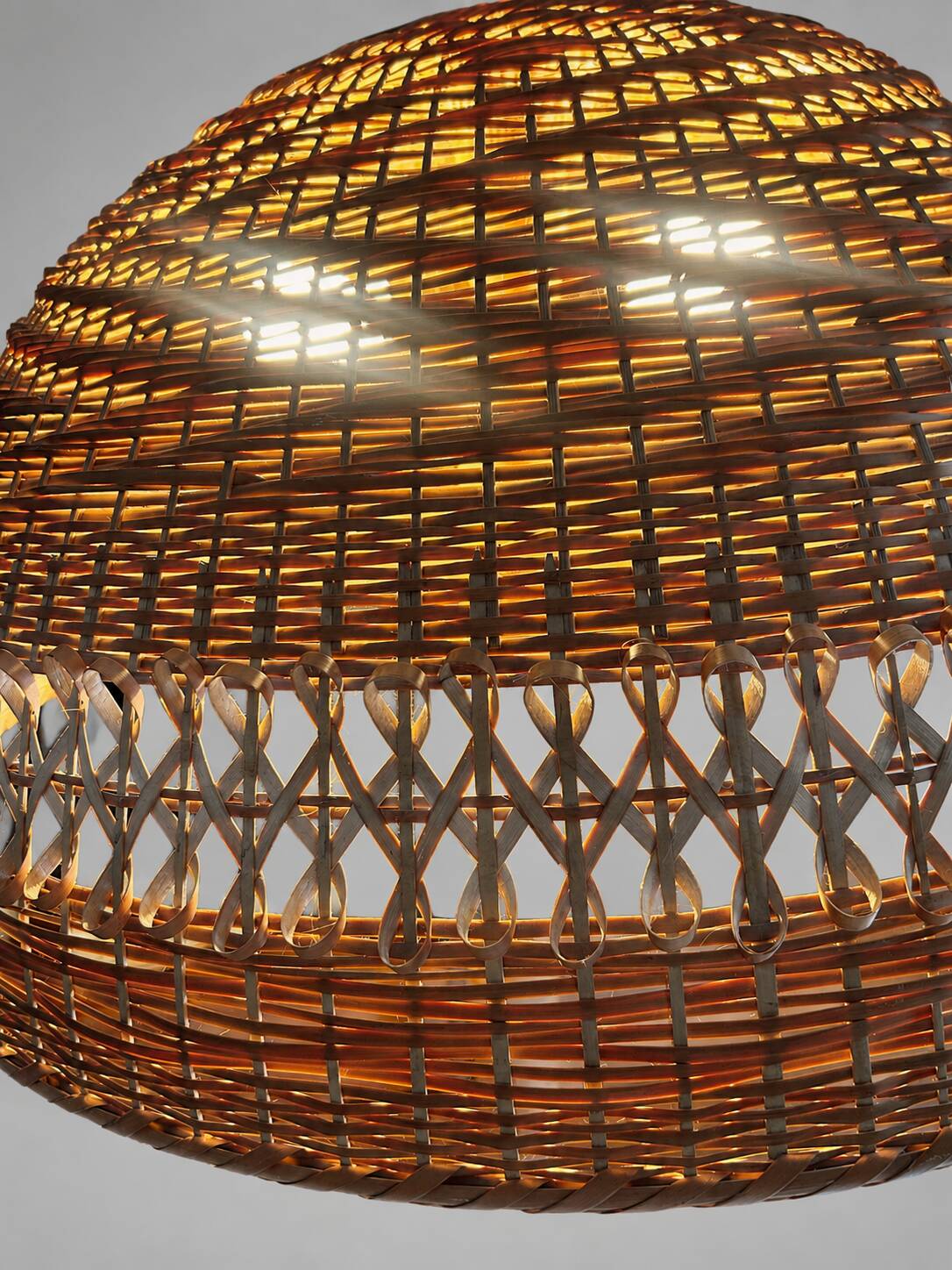 Bamboo and woven rattan floor lamp France 1970