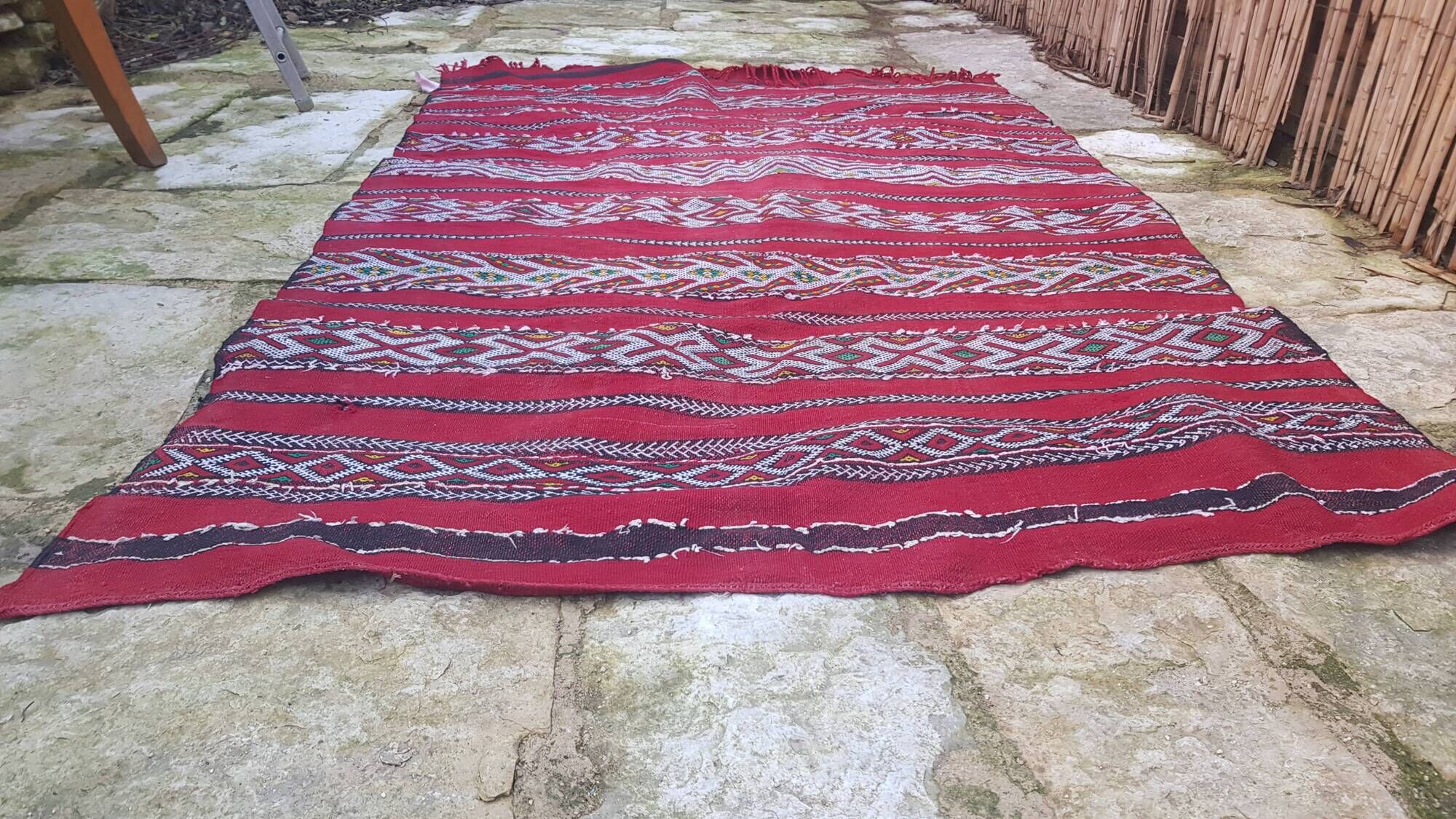 100% Handmade Berber Kilim Rug in Wool 151x231cm