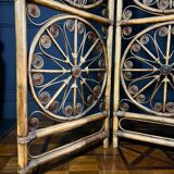 4-leaf screen in rattan and bamboo from the 70s - 20th