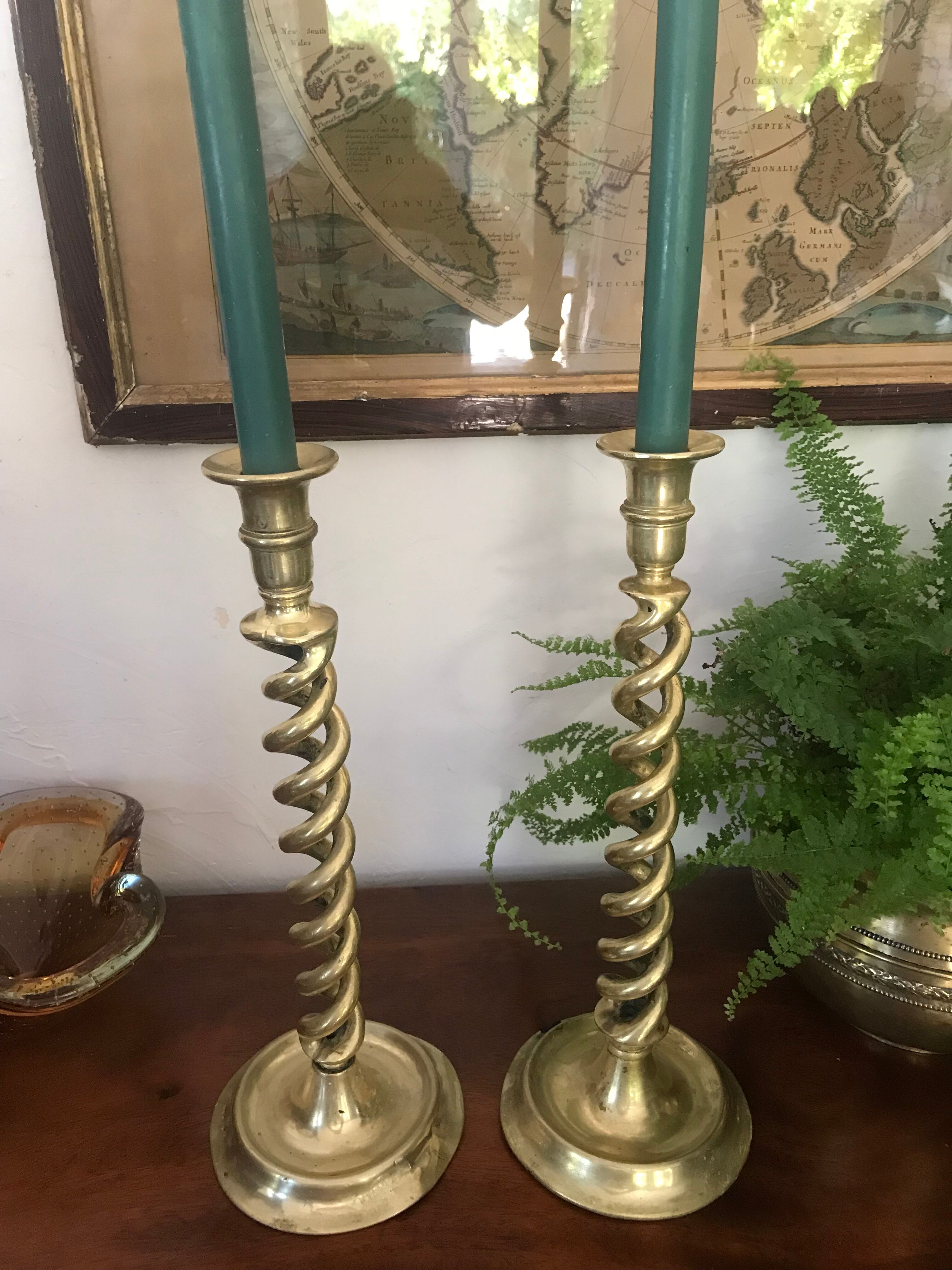 Pair of bronze candle holders 35cm