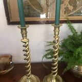 Pair of bronze candle holders 35cm