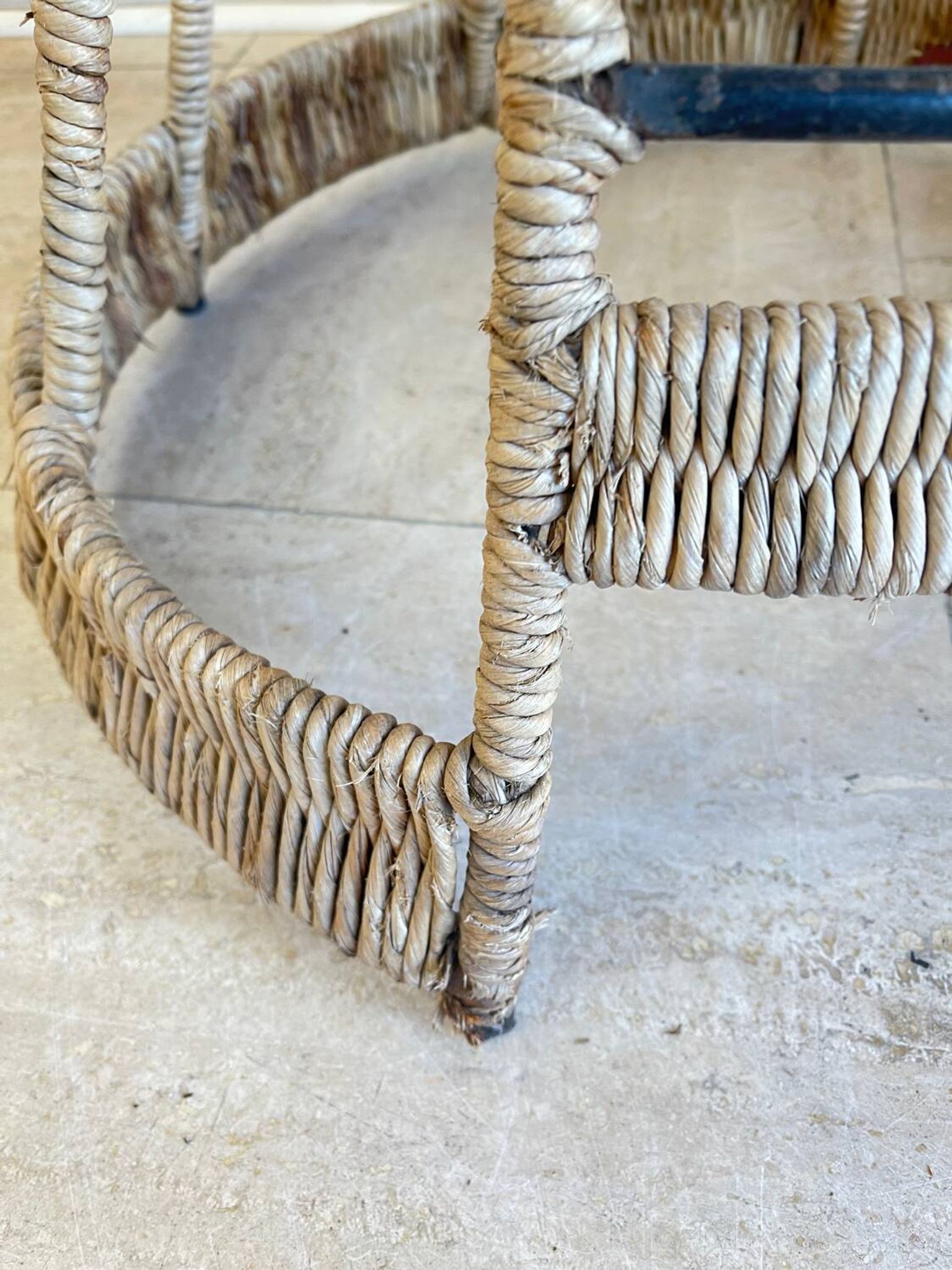 Paire Tabouret haut rotin – création Roger Coster, 1970