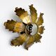 Spanish sunburst flush mount light fixture in gilt iron, circa 1970s